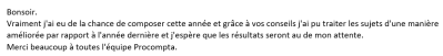 Grâce à vos conseils j'ai pu traiter les sujets d'une manière améliorée par rapport à l'année dernière