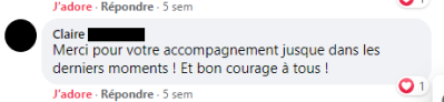 Merci pour votre accompagnement jusque dans les derniers moments!