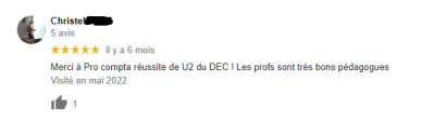 Merci à Pro compta réussite de UE2 du DEC ! Les profs sont très bons pédagogues