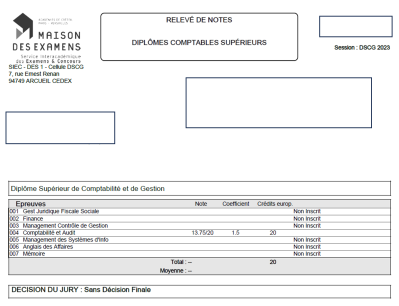 Je suis fier de vous annoncer que j'ai eu la note de 13,75 à l'examen malgré le fait que j'ai commencé mes révisions vers le 15/07 suite à l'obtention de mon DCG.