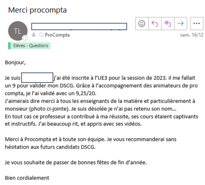 J'aimerais dire merci à tous les enseignants de la matière et particulièrement à monsieur (Bonniel)... ce professeur a contribué à ma réussite, ses cours étaient captivants et instructifs. J'ai beaucoup ri, et appris avec ses vidéos.